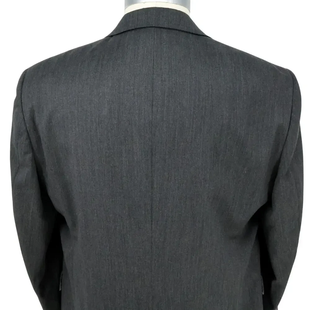 Hart Schaffner Marx 1887 Sport Coat Mens 44R Gray Wool Jacket Blazer Preppy